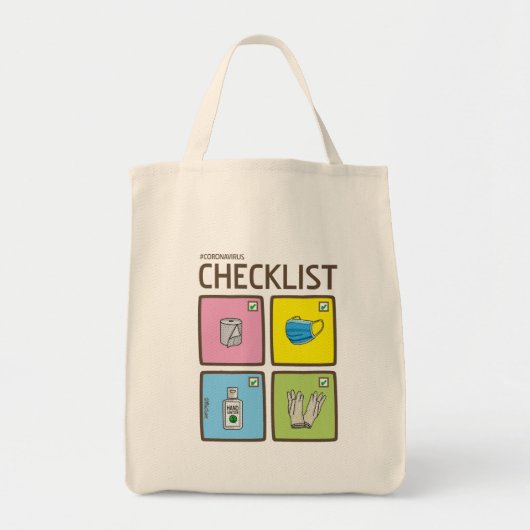 Coronavirus checklist tekenkruidenierswaren tote bag (Voorkant)