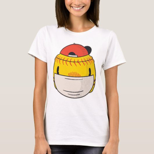 coronavirus covid face mask softball t-shirt (Voorkant)