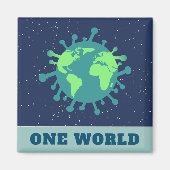 Coronavirus één wereld samen magneet (Voorkant)