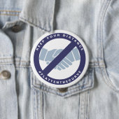 Coronavirus Geen Handdruk #FLATTENTHECURVE Blauw Ronde Button 4,0 Cm (In situ)