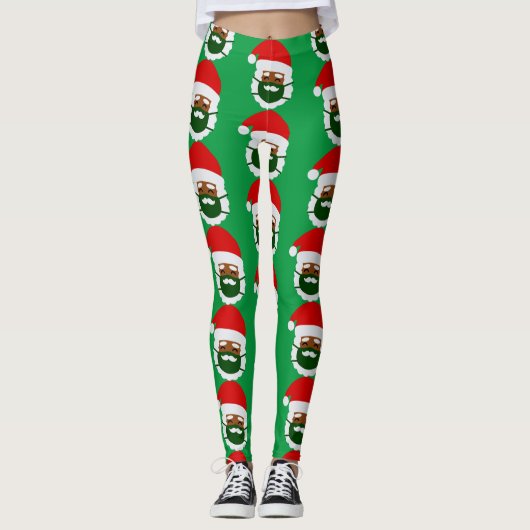 coronavirus gezichtsmasker zwarte kerstkerstmis leggings (Voorkant)