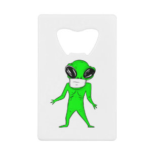coronavirus halloween gezichtsmasker buitenaardse creditkaart flessenopener