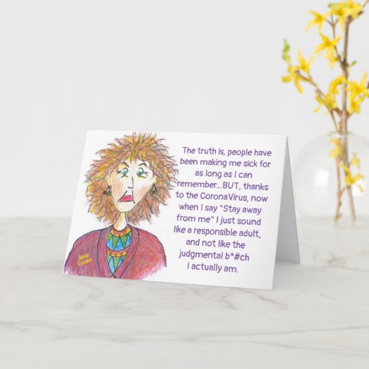 CoronaVirus Humor Kaart (Gele Bloem)