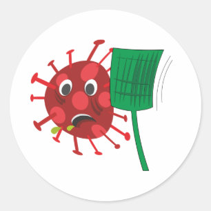 Coronavirus in het gezicht geslagen - Funny Art Ronde Sticker