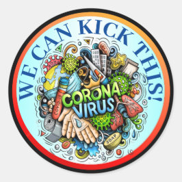 Coronavirus Kick Het Ronde Sticker