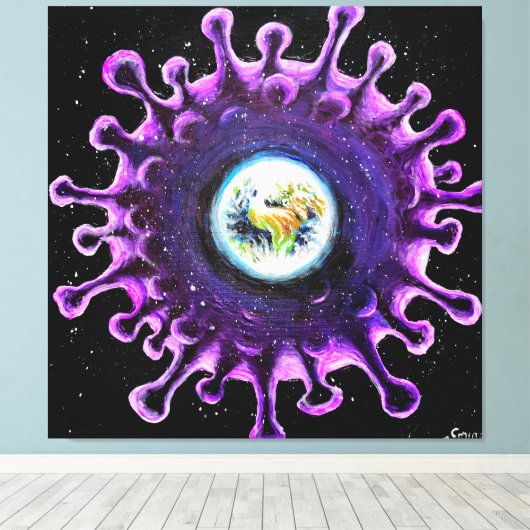 Coronavirus pandemie canvas afdruk (Insitu (Houten vloer))