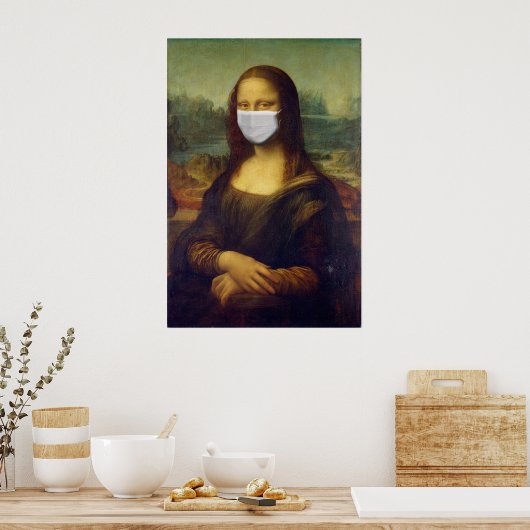 Coronavirus Pandemische Mona Lisa Facemask COVID-1 Poster (Keuken)