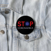 Coronavirus preventie, stoppen met het verspreiden ronde button 7,6 cm (In situ)