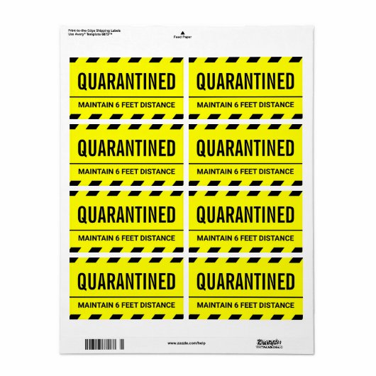 Coronavirus Self Isolation Quarantine Etiket (Full Sheet)