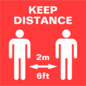 Coronavirus sociale afstand vloer teken sticker (Voorkant)