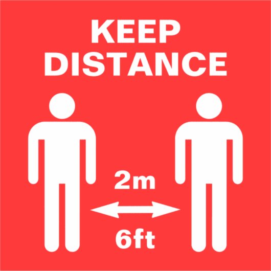 Coronavirus sociale afstand vloer teken sticker (Voorkant)