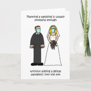 Coronavirus Weddenschap Cartoon Bridal Couple Kaart