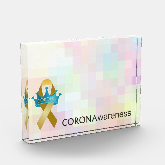 CORONAwareness Rainbow Pixel  Lucite Fotoblokken (Links)