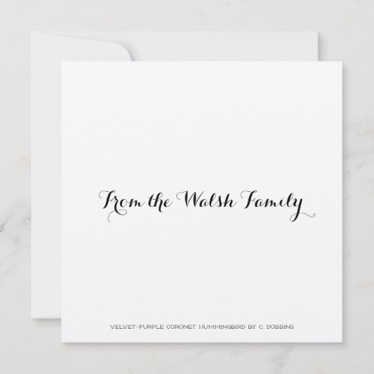 Coronet Hummingbird Bedankkaart (Achterkant)