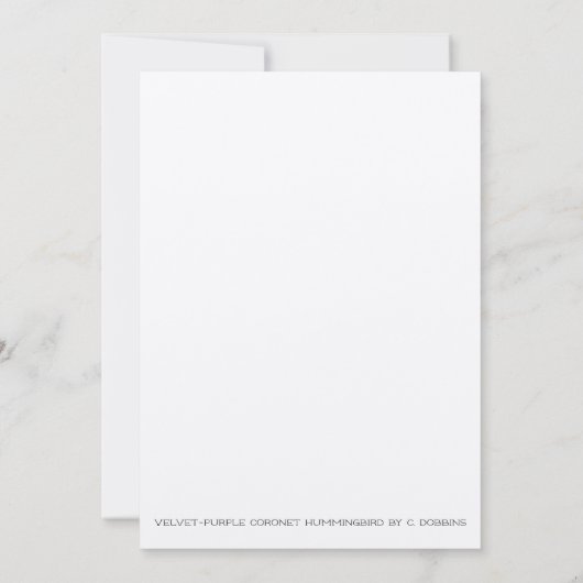 Coronet Hummingbird Card Bedankkaart (Achterkant)