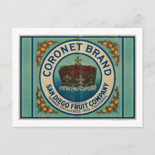 Coronet Lemon LabelChula Vista, CA Briefkaart (Voorkant)