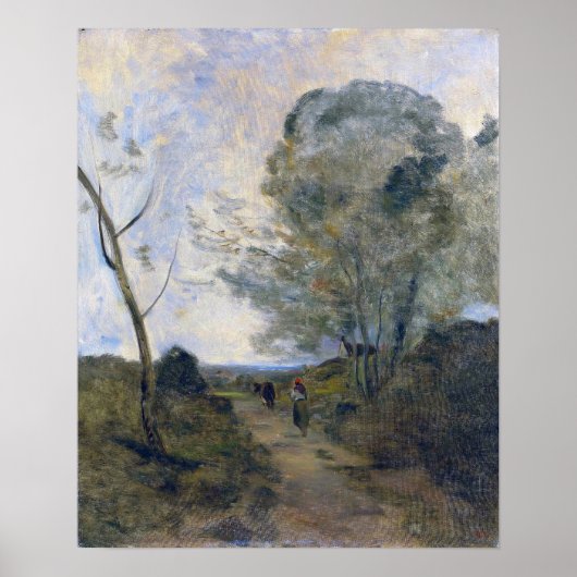 Corot - Arleux Boer drijft Weide Koe 1865 Poster (Voorkant)