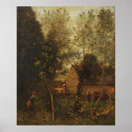 Corot - Boerderij Scene Poster