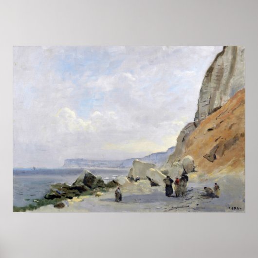 Corot - Chalk Cliffs nabij Yport Poster (Voorkant)