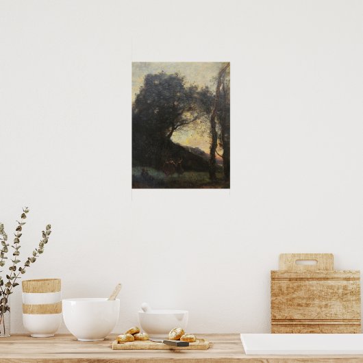 Corot - De dans van de herder (avond) Poster (Keuken)