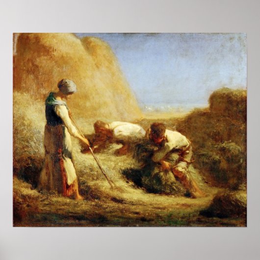 Corot - De hooimakers 1850 Poster (Voorkant)