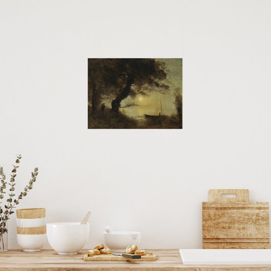 Corot - De maanlichtboot 1871 Poster (Keuken)