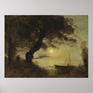 Corot - De maanlichtboot 1871 Poster
