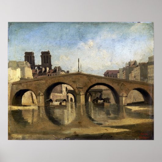 Corot - De Oude Pont Saint-Michel 1823 Poster (Voorkant)