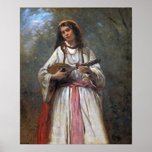 Corot - Gypsy With Mandolin Poster (Voorkant)