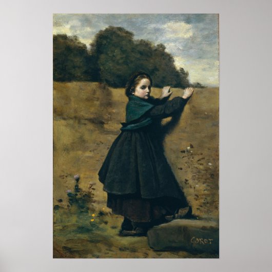 Corot - Het Nieuwsgierige Meisje Poster (Voorkant)