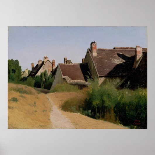 Corot - Huizen bij Orleans Poster (Voorkant)