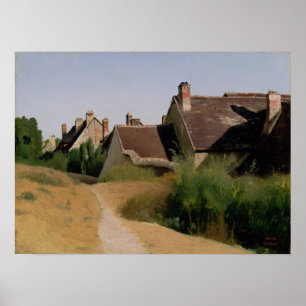 Corot - Huizen in de buurt van Orleans Poster