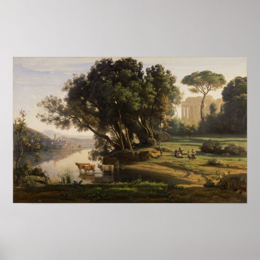 Corot - Italiaans landschap Poster (Voorkant)