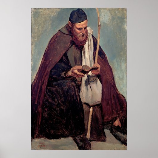 Corot - Italiaanse monnik lezend Poster (Voorkant)