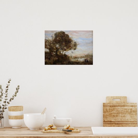 Corot - Landschap Zonsondergang Poster (Keuken)