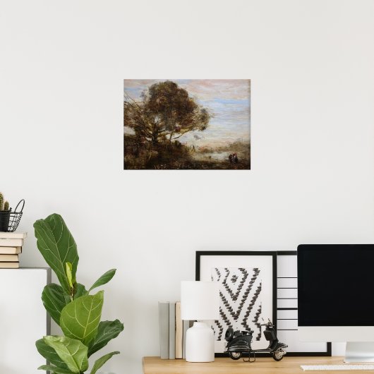 Corot - Landschap Zonsondergang Poster (Thuiskantoor)