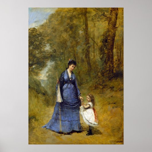 Corot - Madame Stumpf en haar dochter Poster (Voorkant)