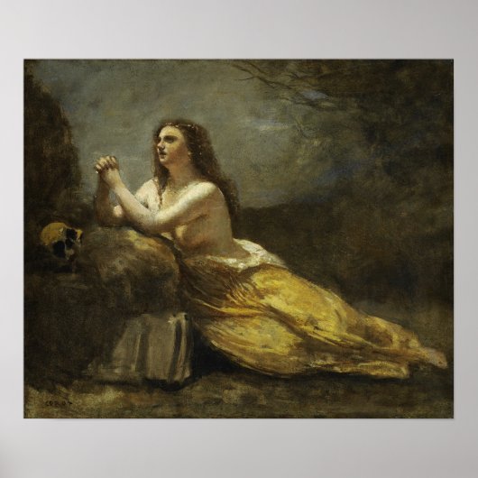 Corot - Madeleine in gebed Poster (Voorkant)