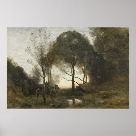 Corot - Nimfen en Faunen Poster (Voorkant)