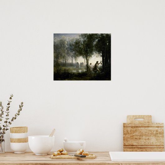 Corot - Orpheus Leading Eurydice uit de onderwerel Poster (Keuken)