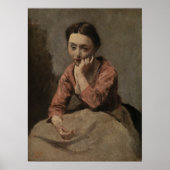 Corot - Pensive Young Woman Poster (Voorkant)