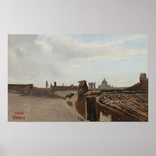 Corot - Rome Een Uitzicht uit raam 1825 Poster (Voorkant)