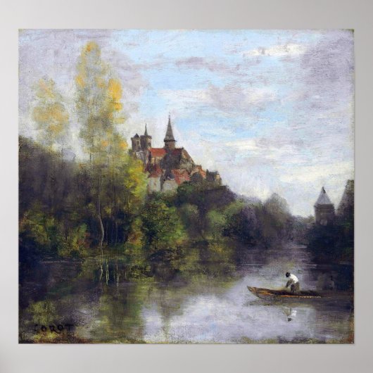Corot - Semur, Kathedraal Gezien Vanuit Armançon Poster (Voorkant)