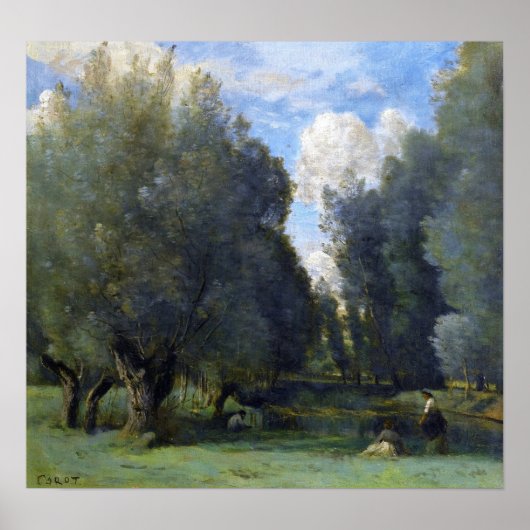 Corot - Vissen onder de wilgen Poster (Voorkant)