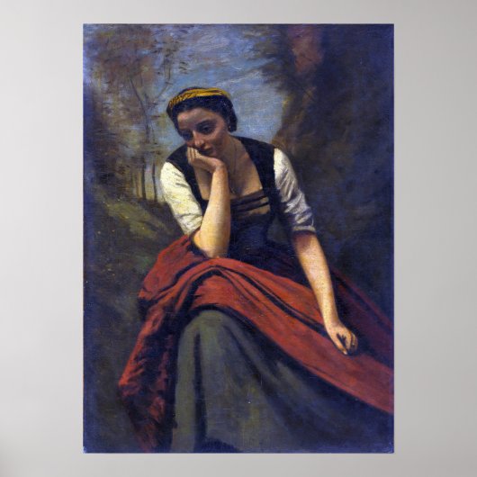 Corot - Vrouw in meditatie Poster (Voorkant)