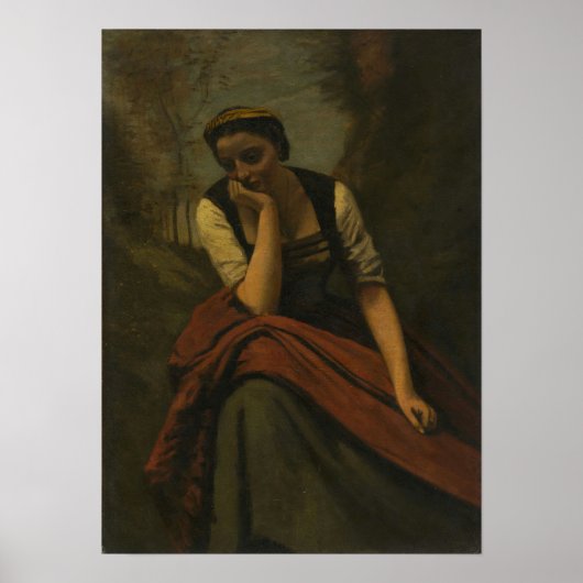 Corot - Vrouw in meditatie Poster (Voorkant)