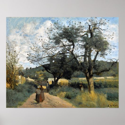 Corot - Weg door de velden Poster (Voorkant)