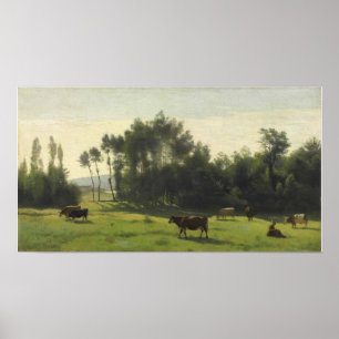 Corot - Weilanden in L Aurore 1845 Poster