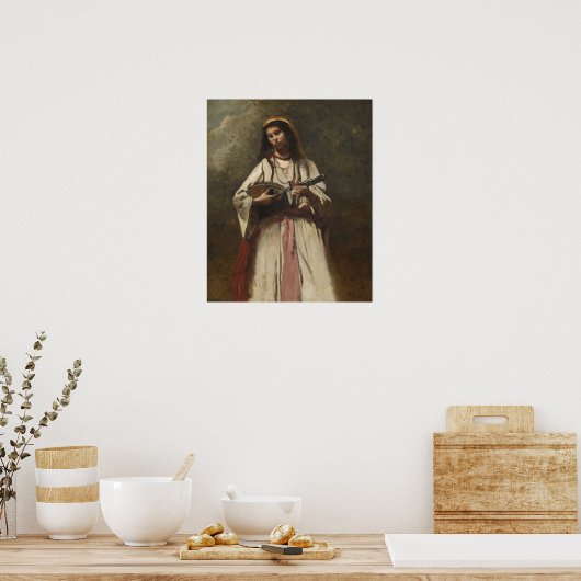 Corot - zigeuner met mandolin poster (Keuken)