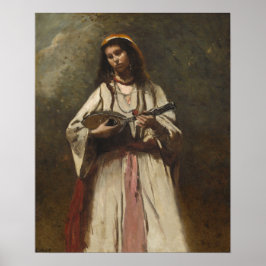 Corot - zigeuner met mandolin poster